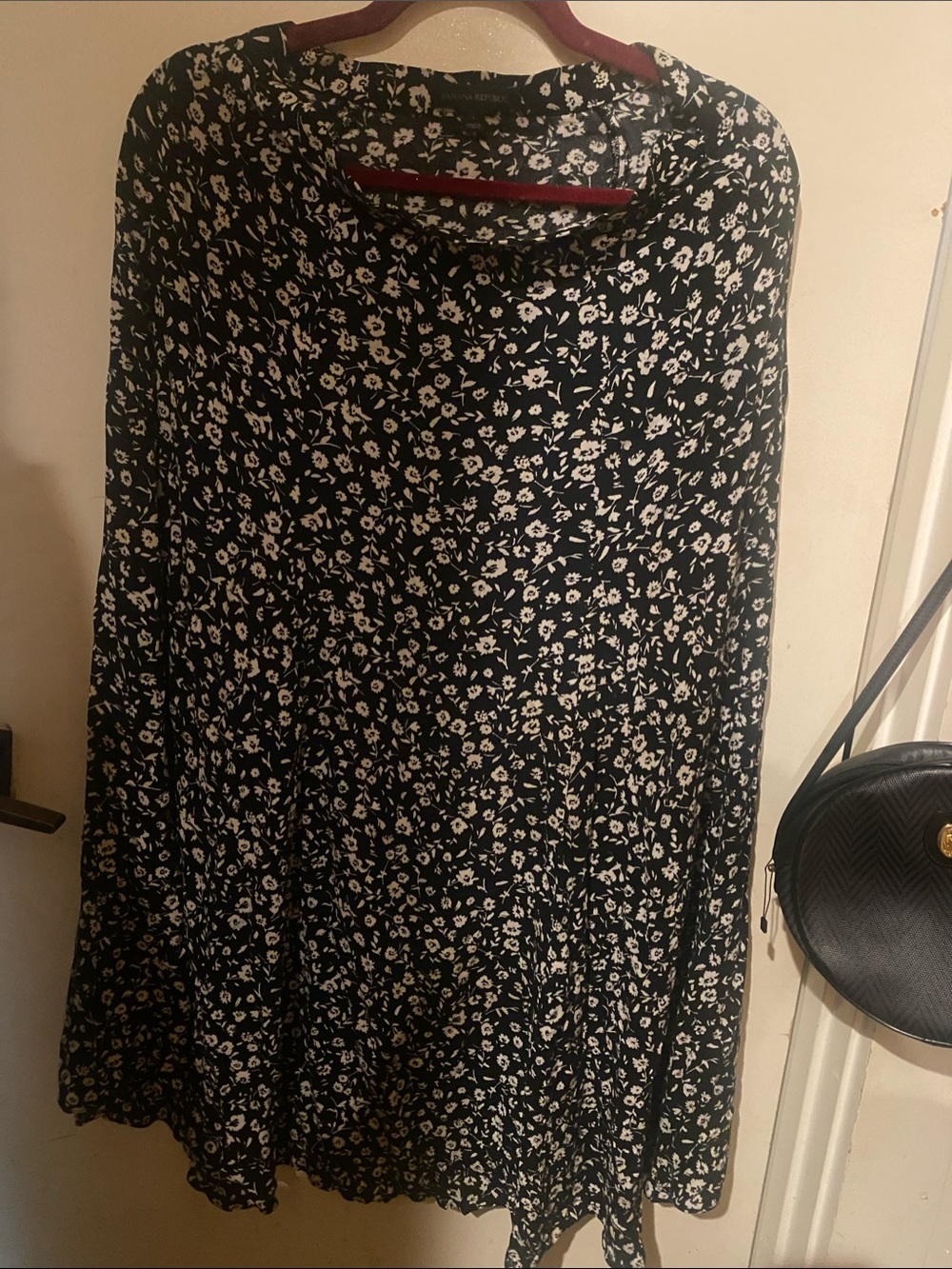 Banana Republic Black and White Floral Skater Skirt